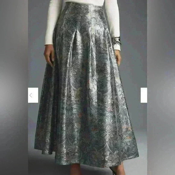 Anthropologie Dresses & Skirts - By Anthropologie Silver Jacquard Ball Skirt Size 12 NWOT